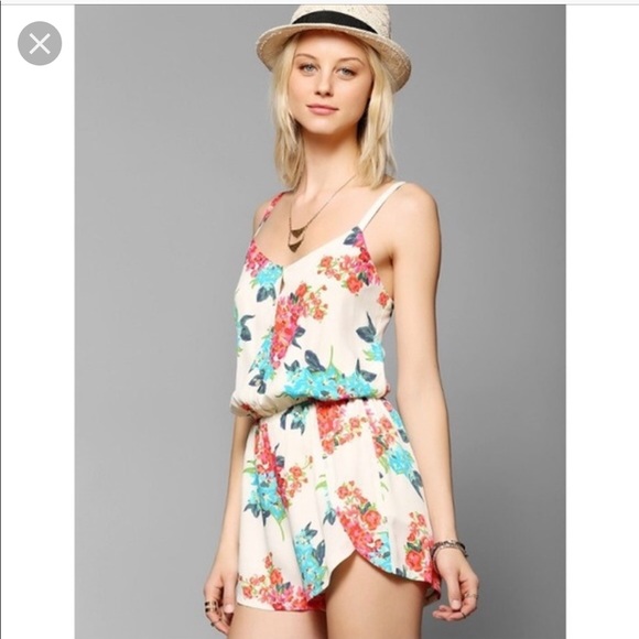 Lucca Couture Pants - Urban Outfitters Floral Button-Down Romper